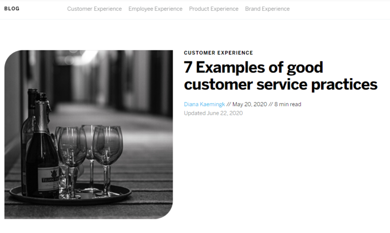 blog post with a title saying 7 examples of good customer service practices