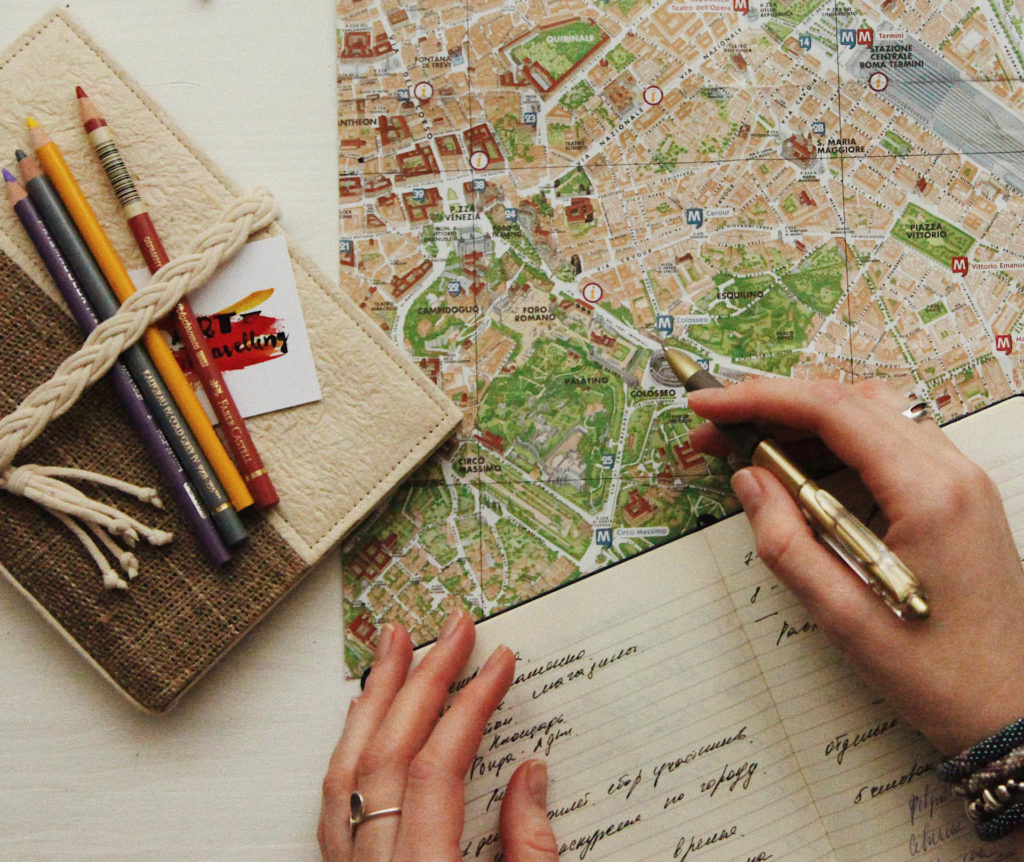 writing on a map